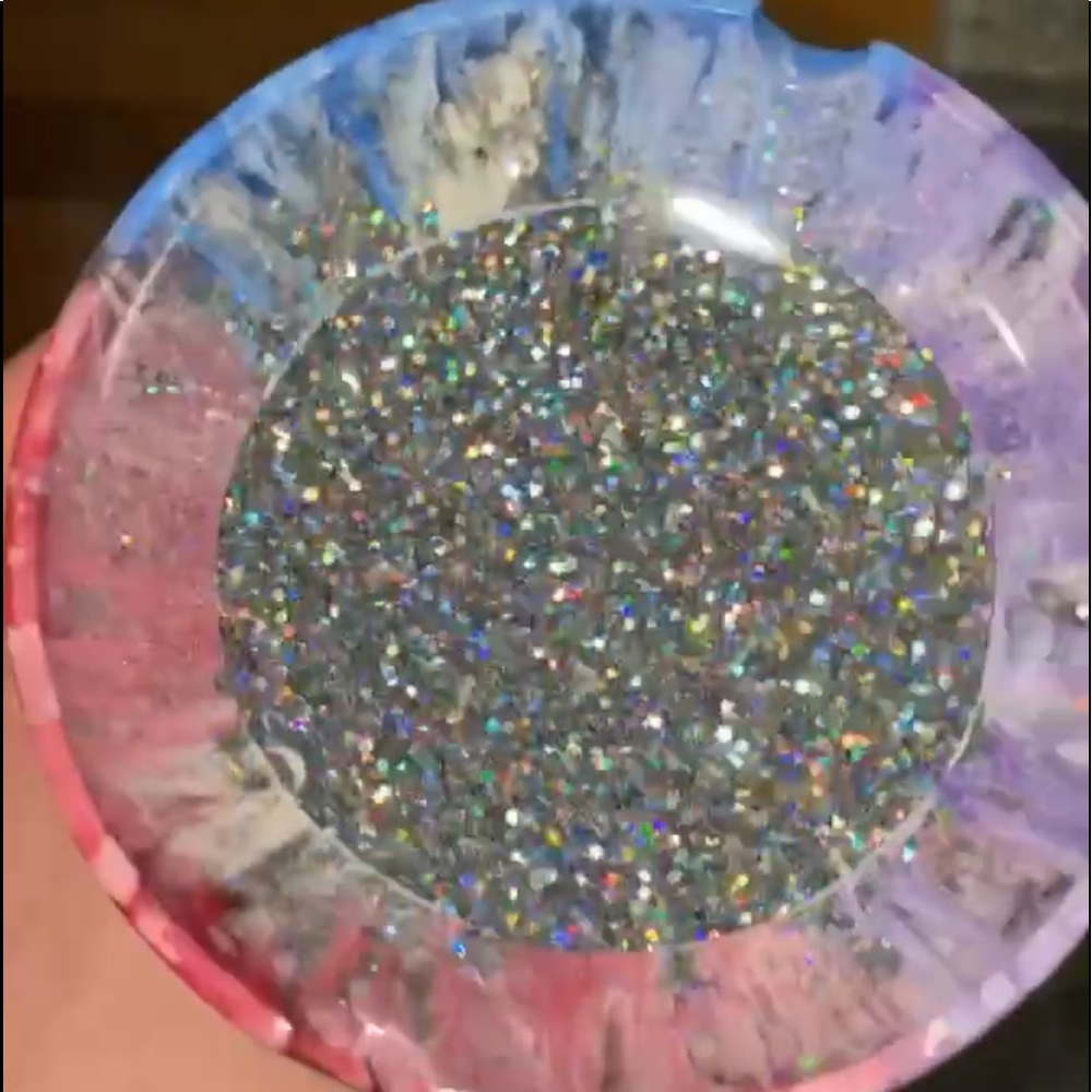 ASHTRAY ink drop pink/purple/blue & holo glitter